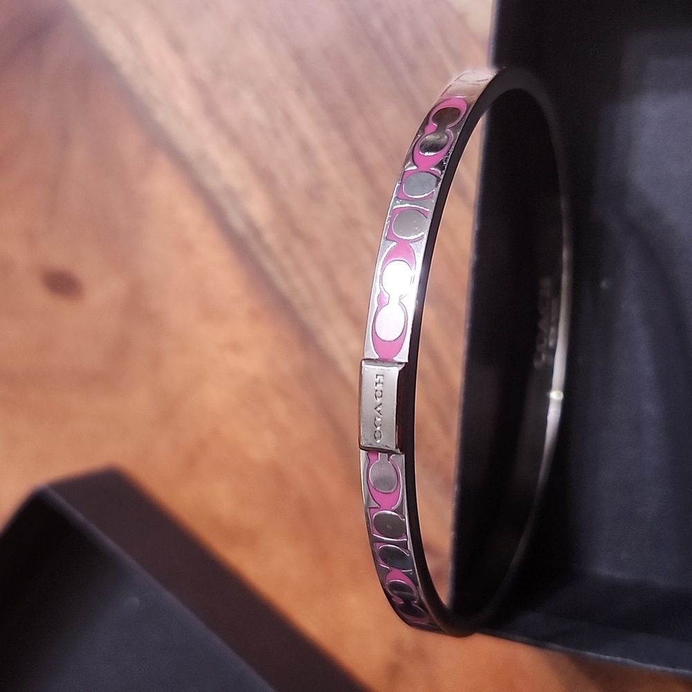 Coach Pink Signature Enamel Bangle Bracelet - Picture 8 of 8
